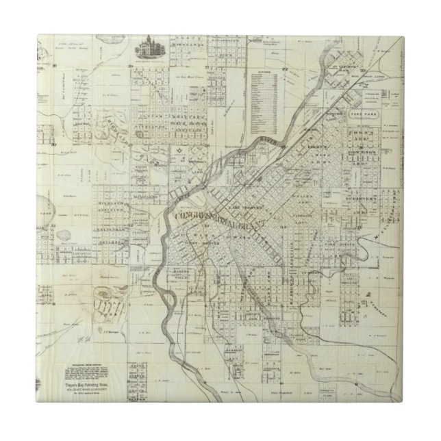 Thayer's Map of Denver Colorado Tile (Front)
