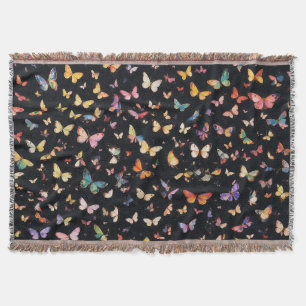 The 1000 Butterflies Black Throw Blanket