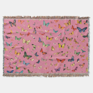 The 1000 Butterflies Rose Throw Blanket
