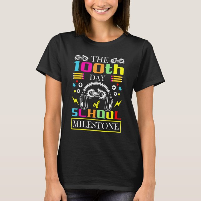 The 100th Day Of School Milestone Game Player Kid  T-Shirt (Front)