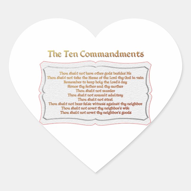 The 10 Commandments Heart Sticker (Front)
