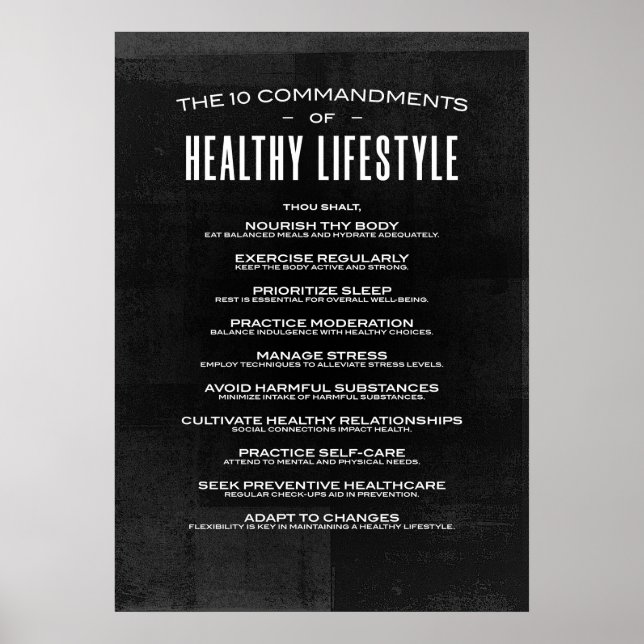 The 10 Commandments of Healthy Lifestyle Poster (Front)