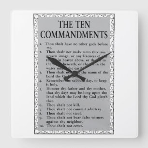 The 10 Commandments Square Wall Clock
