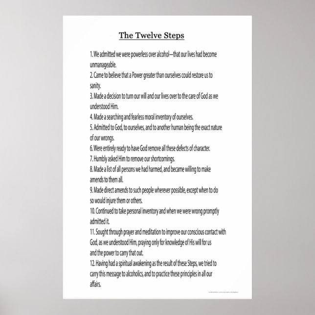 The 12 Steps 12 Traditions also Available see link Poster (Front)