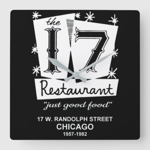 The 17 Restaurant, Chicago, IL Square Wall Clock