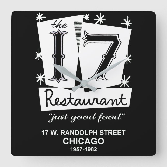 The 17 Restaurant, Chicago, IL Square Wall Clock (Front)
