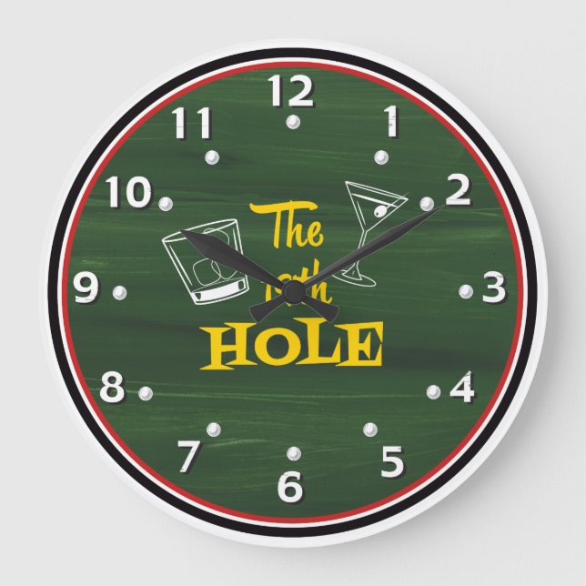 The 19th Hole Whimsical Golfer's Clock (Front)
