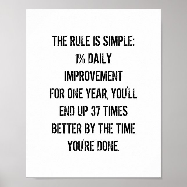 The 1% rule is simple: Improve just 1% each day. Poster (Front)