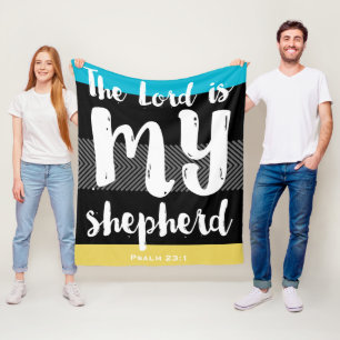 The 23rd Psalm Black with White Hand Lettered Fleece Blanket