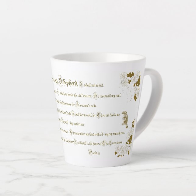 The 23rd Psalm Latte Cup - The Lord is my Shepherd (Right Angle)