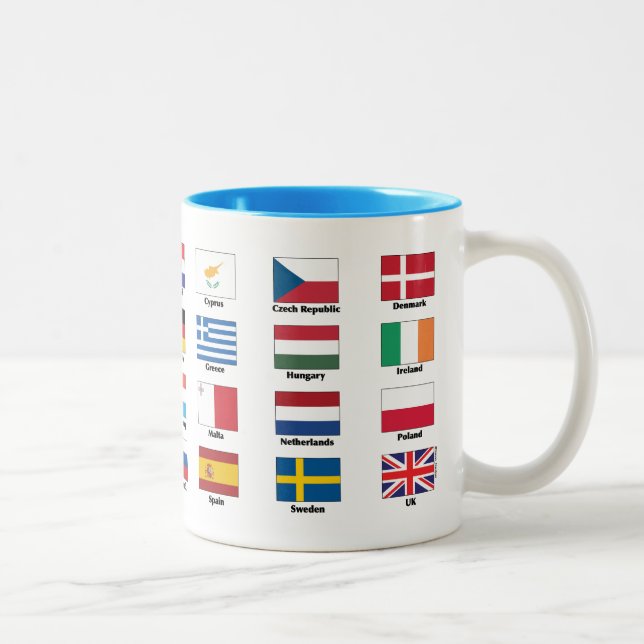The 28 EU countries' national flags Two-Tone Coffee Mug (Right)