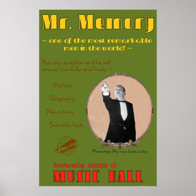 The 39 Steps: Mr. Memory Advertising Poster (Front)