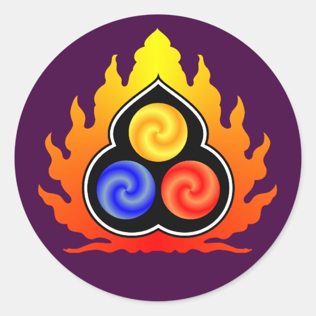 The 3 Jewels - Taoism / Tao Te Ching / Lao Tzu Classic Round Sticker (Front)