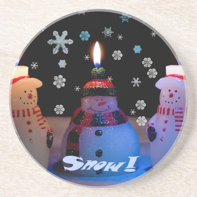 The 3 Snowmen Lit Coaster (Front)