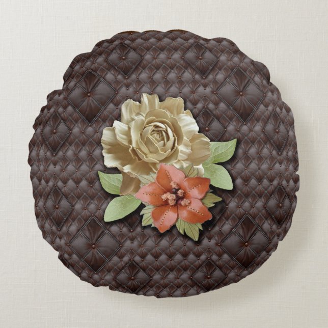 The 3D Leather Academia Decor  Round Cushion (Front)