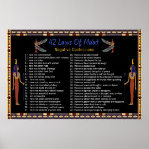 The 42 Laws Of Maat - Negative Confessions Poster