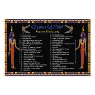 The 42 Laws Of Maat - Positive Affirmations Photo Print