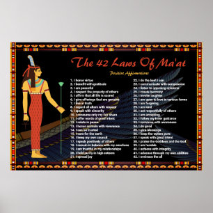 The 42 Laws Of Maat - Positive Affirmations Poster