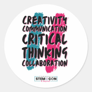 The 4 C's of STEM Round Sticker