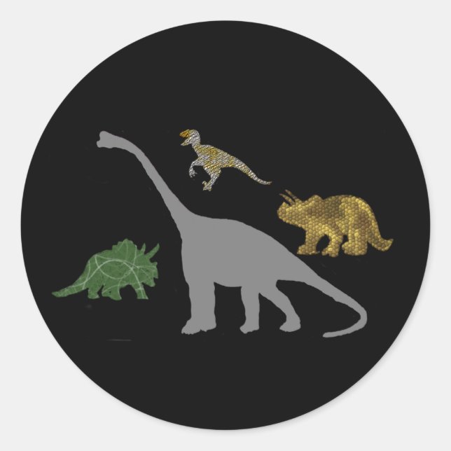 The 4 Dinos Classic Round Sticker (Front)