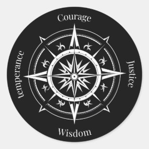 The 4 Stoic Virtues Compass Classic Round Sticker