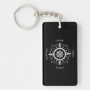 The 4 Stoic Virtues Compass Key Ring