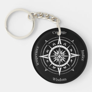 The 4 Stoic Virtues Compass Key Ring