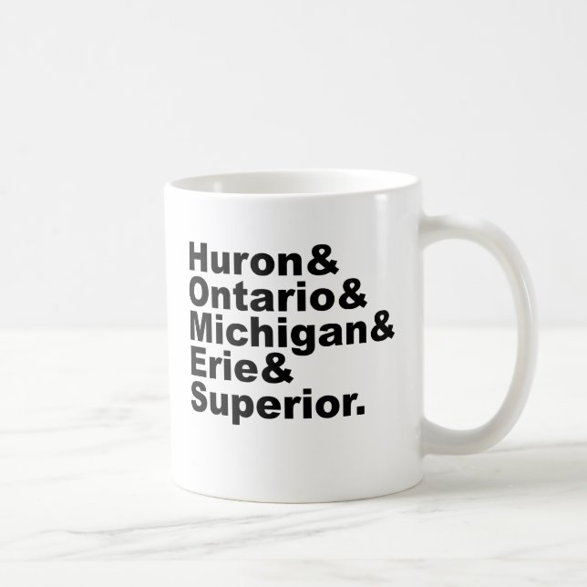 The 5 Great Lakes | Huron Ontario Michigan Erie Coffee Mug (Right)