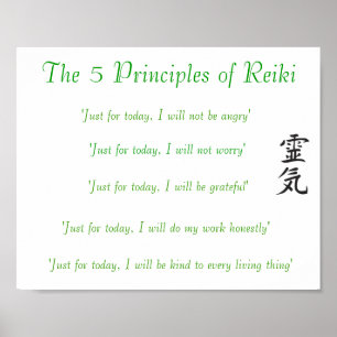 The 5 Principles of Reiki Poster