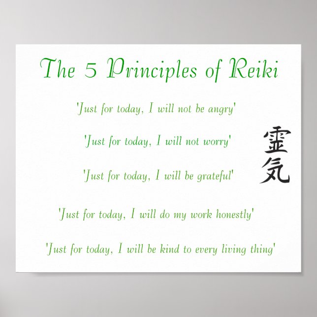 The 5 Principles of Reiki Poster (Front)