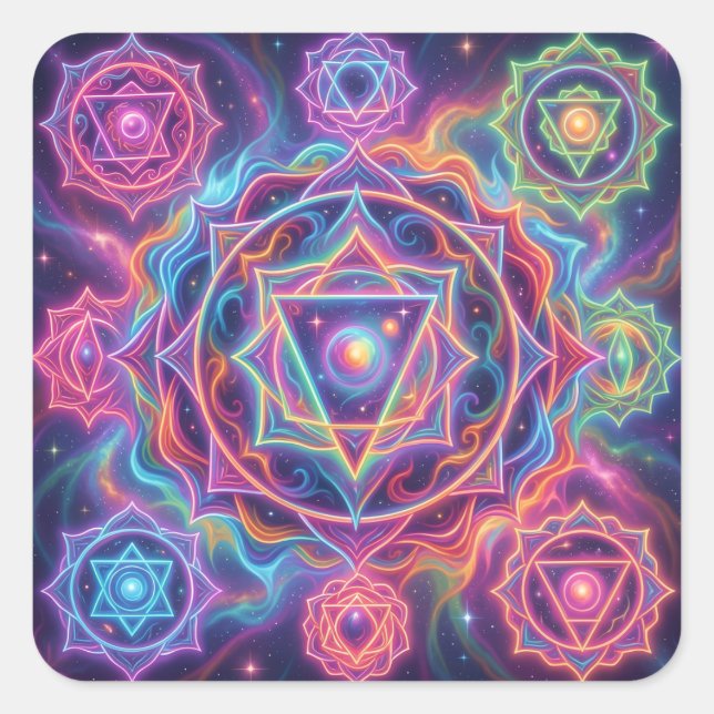 The 7 Chakras´10 Square Sticker (Front)