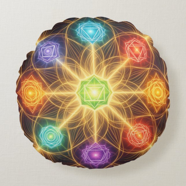The 7 Chakras´4 Round Cushion (Front)