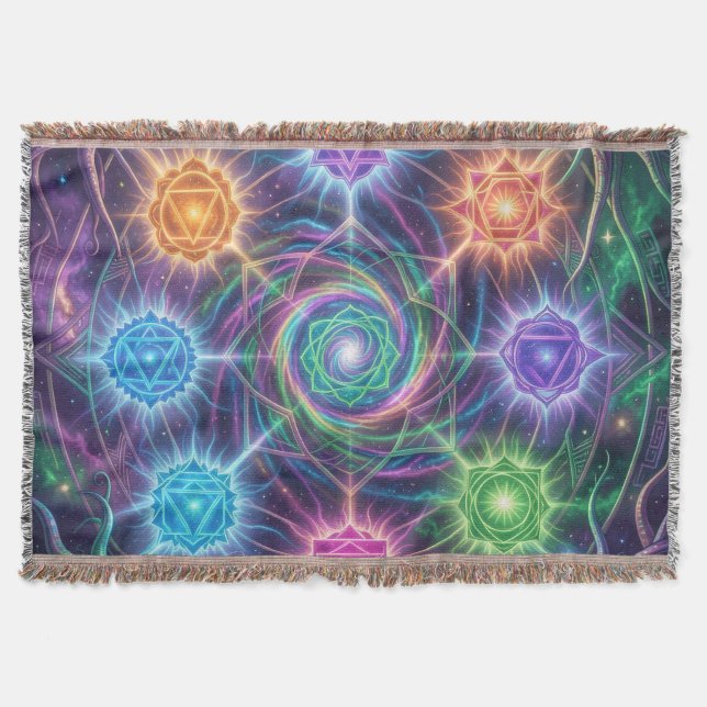 The 7 Chakras Throw Blanket (Front)