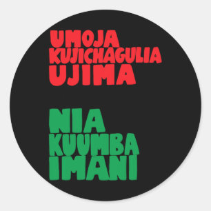 The 7 Principles Of Nguzo Saba Kwanzaa African Ame Classic Round Sticker