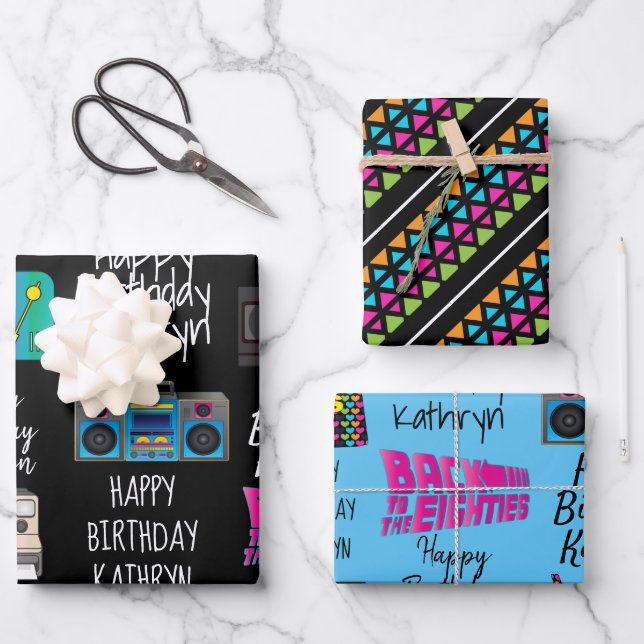 The 80's Personalised Wrapping Paper Sheet (Front)