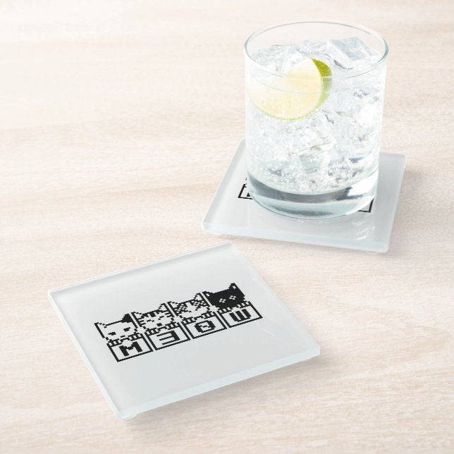 THE 8-BIT CATS M30W GLASS COASTER (Angled)