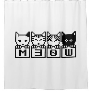 THE 8-BIT CATS M30W SHOWER CURTAIN