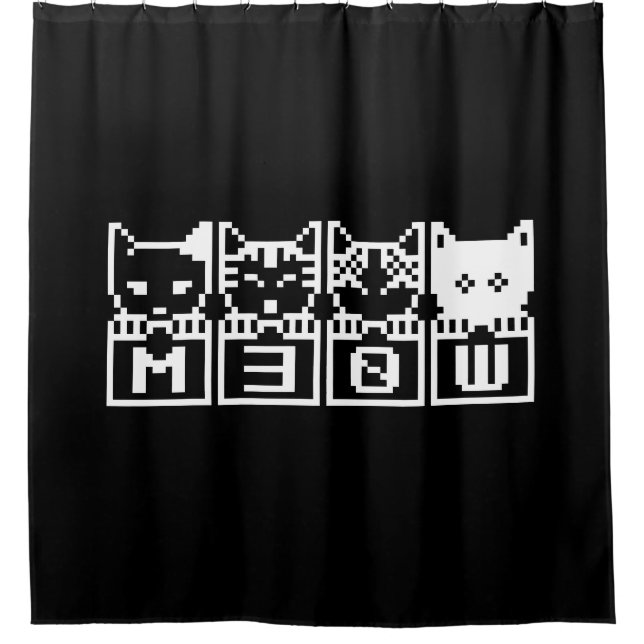 THE 8-BIT CATS M30W SHOWER CURTAIN (Front)