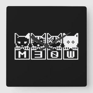 THE 8-BIT CATS M30W SQUARE WALL CLOCK