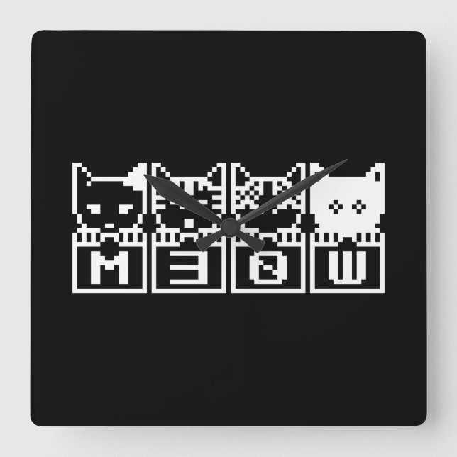 THE 8-BIT CATS M30W SQUARE WALL CLOCK (Front)