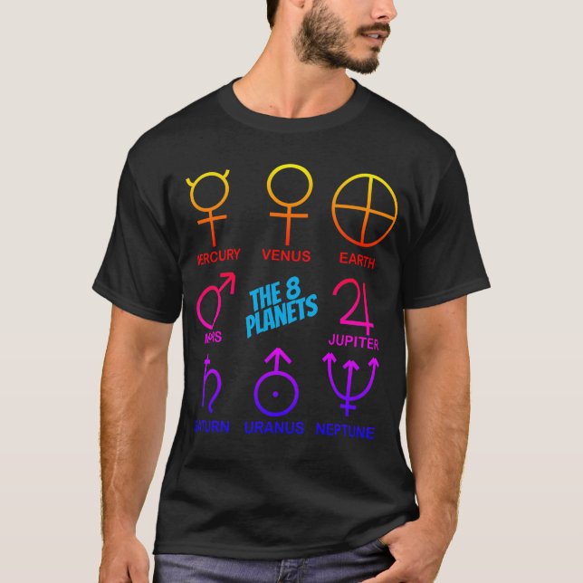 The 8 Planetary Symbols Customisable T-Shirt (Front)