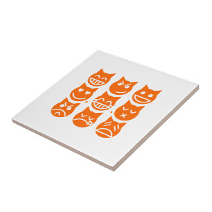 The 9 Lives of the Emoji Cat Ceramic Tile