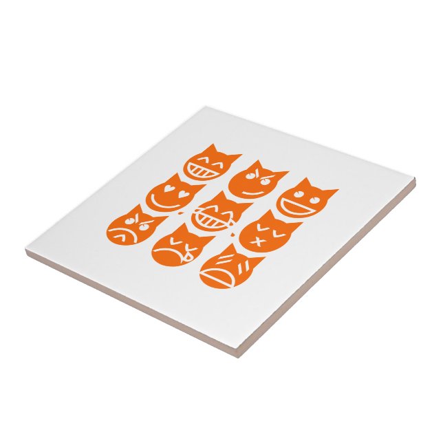 The 9 Lives of the Emoji Cat Ceramic Tile (Side)