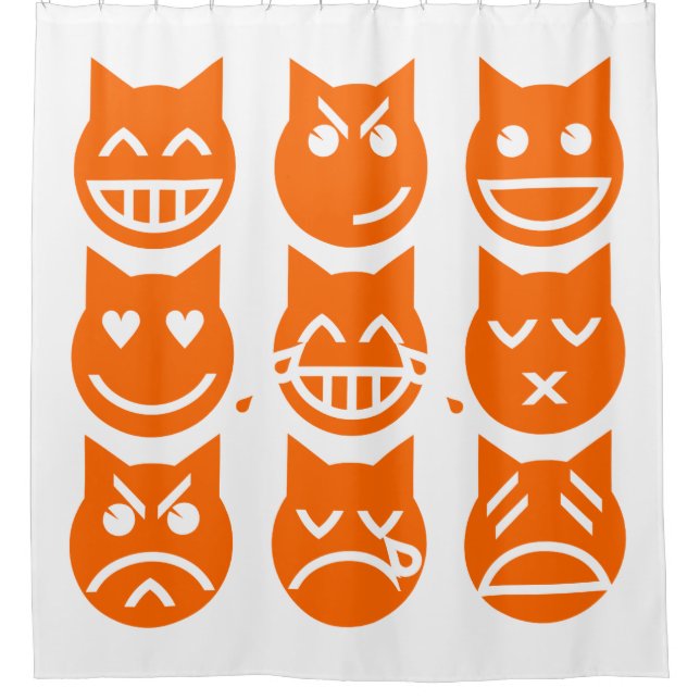 The 9 Lives of the Emoji Cat Shower Curtain (Front)