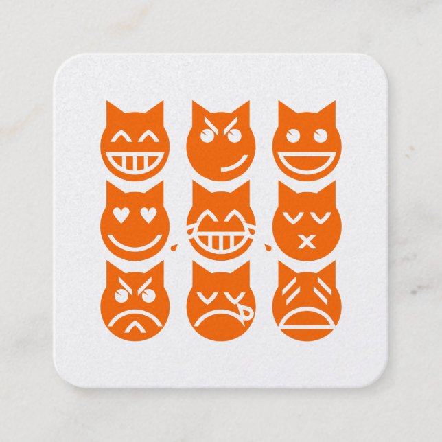 The 9 Lives of the Emoji Cat Square Business Card (Front)