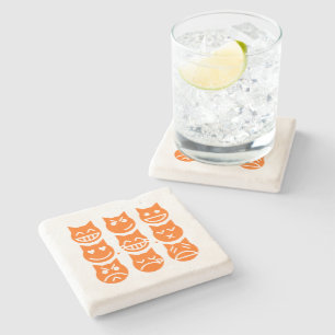 The 9 Lives of the Emoji Cat Stone Coaster