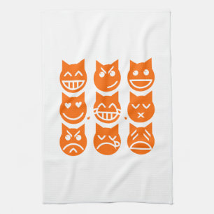 The 9 Lives of the Emoji Cat Tea Towel