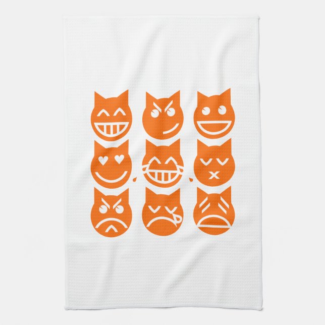 The 9 Lives of the Emoji Cat Tea Towel (Vertical)