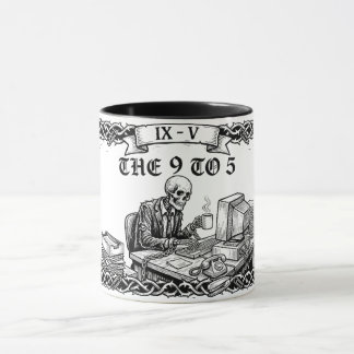 The 9 to 5 Tarot Card | Funny Corporate Skeleton  Mug