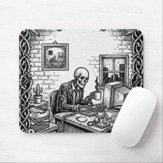 The 9 to 5 Tarot Card | Funny Skeleton Corporate  Mouse Pad